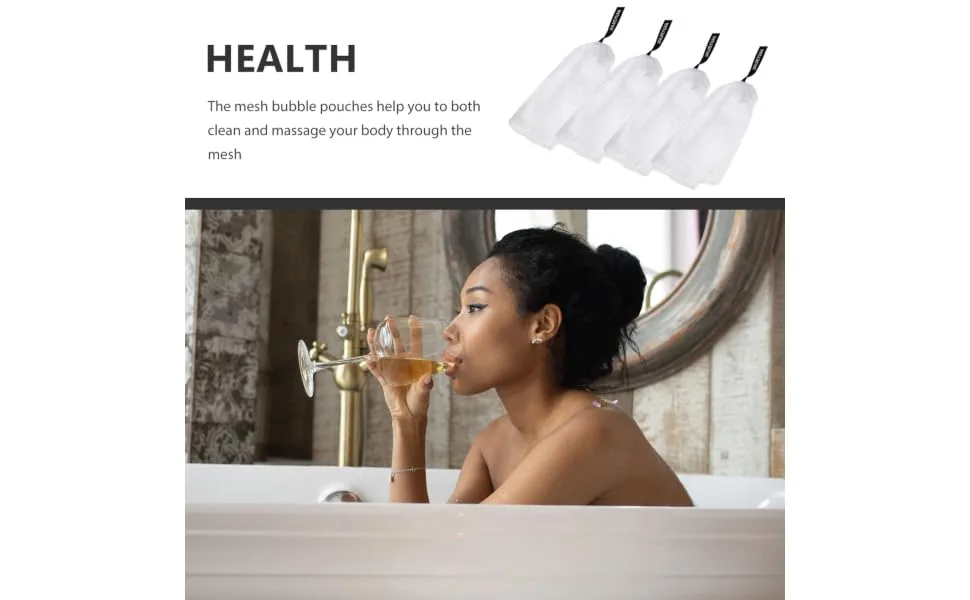 Outanaya 20pcs Double Layer Foaming Sponge Mesh Soap Bags Soap Receive Bag Bubbling Bags Soap Bags Meshes or - product information 6