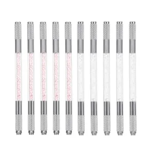 Outanaya 10pcs Crystal Eyebrow Pencil Brow Pen Microblade Needle Holder Lip Microblading Pen Abs - product information 4