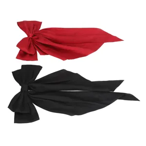 2pcs Oversized Long Tail Hair Bowknot Soft Accessories Large Ribbon Black Red for Dating Parties - 1410240006811-2