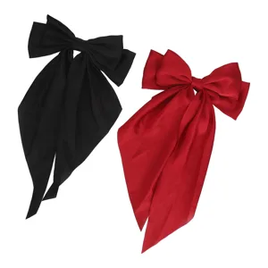 2pcs Oversized Long Tail Hair Bowknot Soft Accessories Large Ribbon Black Red for Dating Parties - product information 6