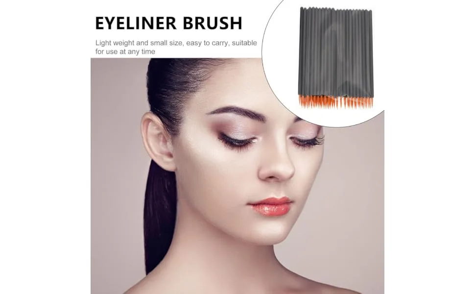Gogogmee 100pcs Disposable Eyeliner Brush Eye Makeup Brush Eyeliner Applicator Cosmetic Brush Black Plastic - product information 4