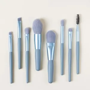 Gogogmee 8pcs Powder Brush Eyeshadow Makeup Brushes Makeup Brush for Woman Cosmetic Face Brushes Wooden Blue - product information 1