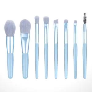 Gogogmee 8pcs Powder Brush Eyeshadow Makeup Brushes Makeup Brush for Woman Cosmetic Face Brushes Wooden Blue - product information 2