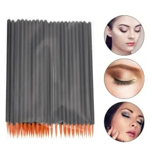 FOYTOKI 100pcs Disposable Eyeliner Brush Lip Gloss Wands Fine Eyeliner Brush Face Makeup Black Plastic - product information 5