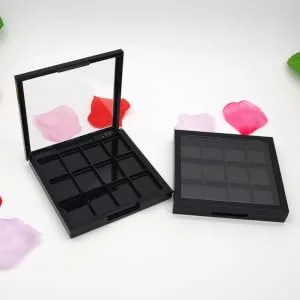 FOYTOKI 4 Pcs 12 Empty Eyeshadow Palette Empty Eyeshadow Dish Depotting Makeup Containers DIY Empty Black - product information 2