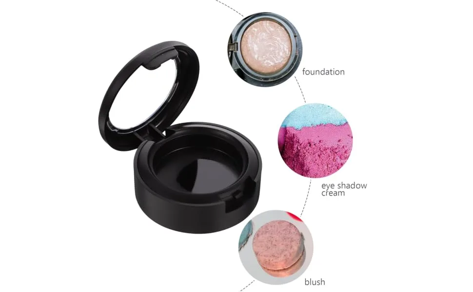 FOYTOKI 8pcs Box Empty Eye Shadow Box Makeup Travel Case Makeup Highlighter Cream Vials Makeup Cream Jar Abs 4x3.8cm Black - product information 3