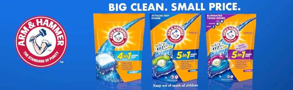 ARM & HAMMER Plus OxiClean with Odor Blasters 5-in-1 Liquid Laundry Detergent Power Paks, High Efficiency (HE), 42 Count - product information 5