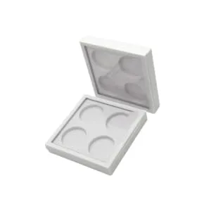 FOYTOKI 2pcs 4 Eyeshadow Palette Empty Eyeshadow Case Empty Lipstick Aluminum Tin Jars Eyeshadow Pan White - product information 1