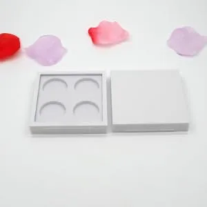 FOYTOKI 2pcs 4 Eyeshadow Palette Empty Eyeshadow Case Empty Lipstick Aluminum Tin Jars Eyeshadow Pan White - product information 3