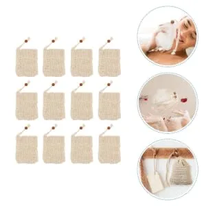 BIUDECO 14pcs Handmade Soap Storage Bag Soap Bags Mesh Exfoliating Soap Saver Mesh Storage Bags Cotton Linen - product information 2
