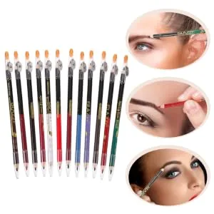 Gogogmee 12pcs Lip Liner Eyeliner Eyebrow Pen Eyeliner Black Eyebrow Precision Brush Wooden - product information 3