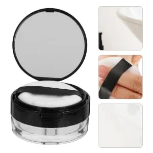 Outanaya Powder Case with Mirror Toiletry Case Puff Case Make up Powder Containers Blusher Loose Powder - product information 3