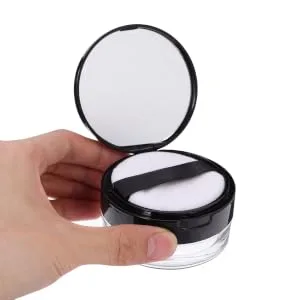 Outanaya Powder Case with Mirror Toiletry Case Puff Case Make up Powder Containers Blusher Loose Powder - product information 4