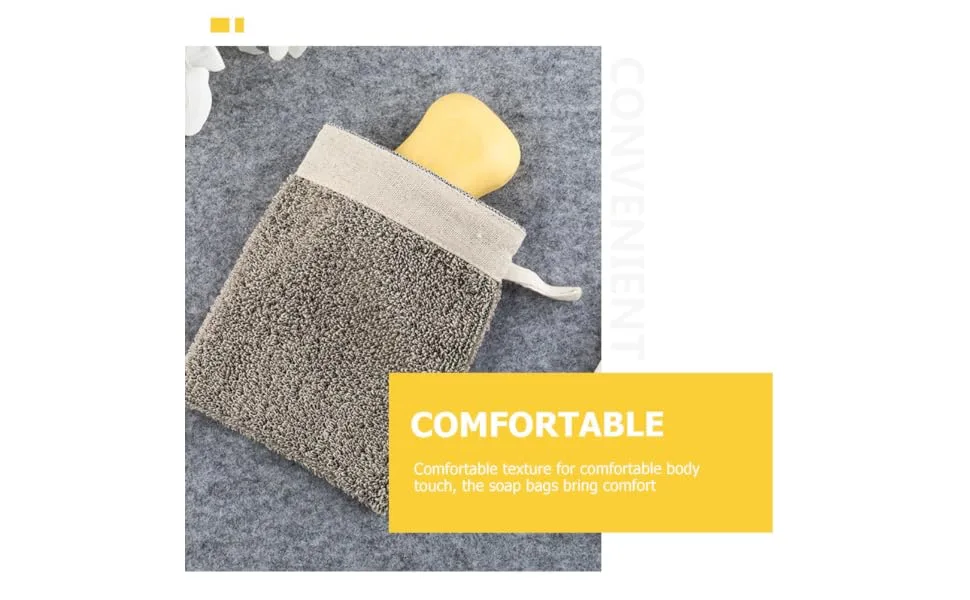 Gogogmee 2pcs Soap Bag Foaming Net Body Bar Soap Natural Soap Bag Soap Net Loofahs Bubble Maker Flax - product information 1