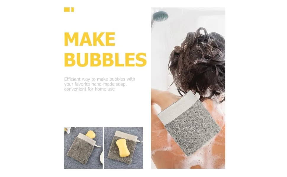 Gogogmee 2pcs Soap Bag Foaming Net Body Bar Soap Natural Soap Bag Soap Net Loofahs Bubble Maker Flax - product information 2