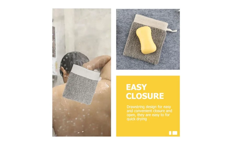 Gogogmee 2pcs Soap Bag Foaming Net Body Bar Soap Natural Soap Bag Soap Net Loofahs Bubble Maker Flax - product information 6