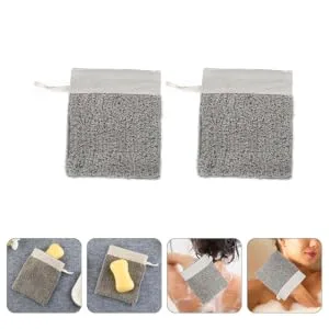 Gogogmee 2pcs Soap Bag Foaming Net Body Bar Soap Natural Soap Bag Soap Net Loofahs Bubble Maker Flax - product information 7