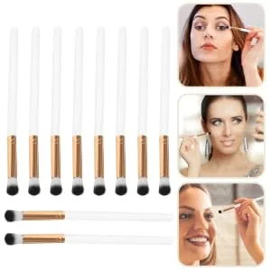 FOYTOKI 10pcs Precision Eyeshadow Brush Eye Shadow Makeup Brush Eye Makeup Kit Wooden Handle - product information 4