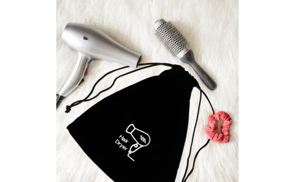 FOYTOKI 4 Pcs Hair Dryer Storage Bag Accessories Blower Tool Drawstring Bag Roller Cosmetic Flannel Black - product information 3