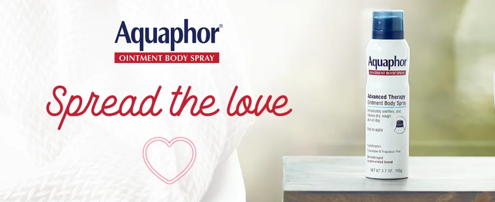 Aquaphor Ointment Body Spray - Moisturizes and Heals Dry, Rough Skin - 3.7 oz. Spray Can - Aquaphor Healing Ointment, spread the love, dry skin, body spray