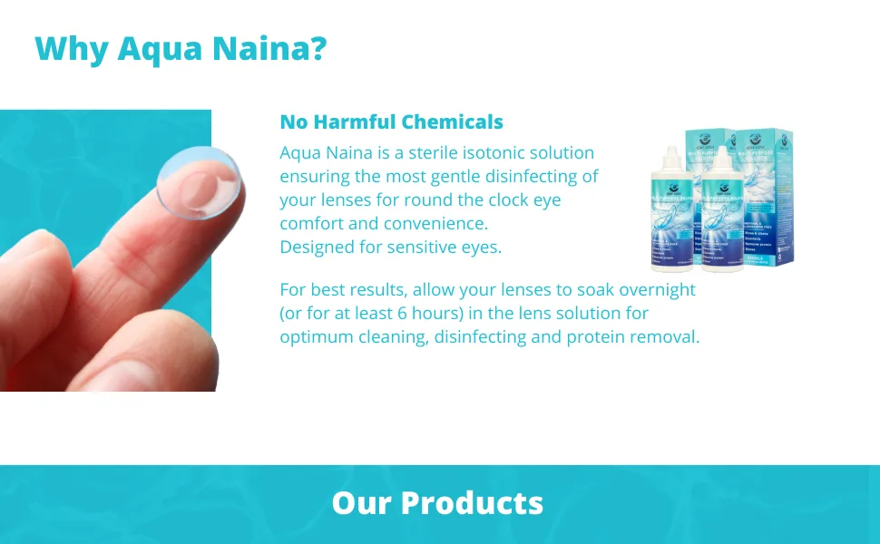 Aqua Naina (2 Pack) 12 Fl Oz | Contact Lens Solution | Cleaning and Disinfecting Multi-Purpose Solution | Convenient Everyday Lens Hygiene and Eye Care - MPS - Contact Solution Main 4 - Update