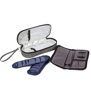 Apollo Walker Insulin Cooler Travel Case Diabetic Medication Cooler with 2 Ice Packs and Insulation Liner(Gray) Gray-small - APOLLO WALKER INSULIN CASE