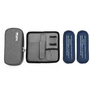 Apollo Walker Insulin Cooler Travel Case Diabetic Medication Cooler with 2 Ice Packs and Insulation Liner(Gray) Gray-small - SMALL COOLER
