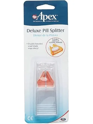 Apex Deluxe Pill Splitter - Pill Splitter With Retracting Blade Guard - For Cutting Small Pills or Large Pills , Tablets - Apex Deluxe Pill Splitter