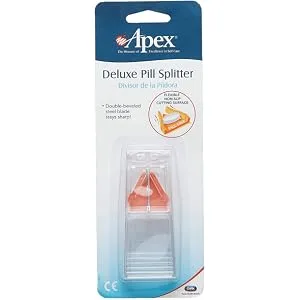 Apex Deluxe Pill Splitter - Pill Splitter With Retracting Blade Guard - For Cutting Small Pills or Large Pills , Tablets - Medication cutter