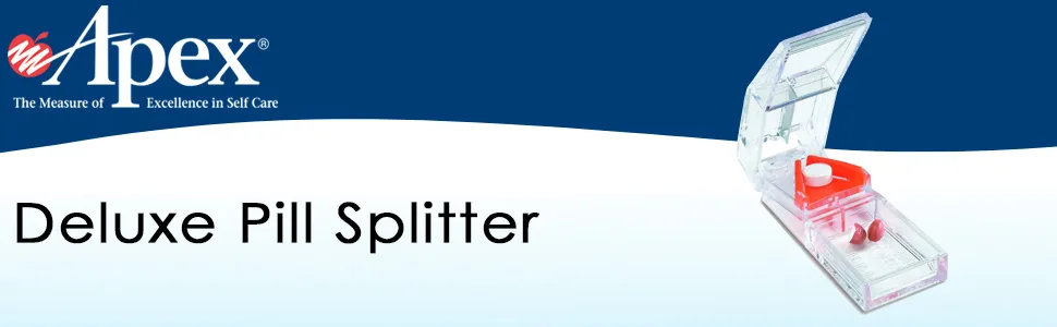 Apex Deluxe Pill Splitter - Pill Splitter With Retracting Blade Guard - For Cutting Small Pills or Large Pills , Tablets - pill splitter