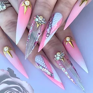 AORAEM Long Stiletto Sharp False Nails Clear Claw Full Cover Artificial Fake Nail Art Tip 500Pcs For Nail Salon,10 Sizes (Clear) - stiletto nail