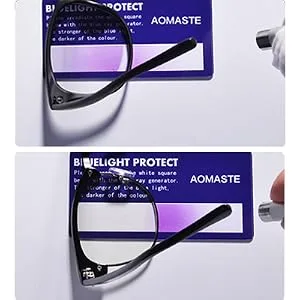AOMASTE Blue Light Blocking Glasses Retro Semi Rimless UV400 Clear Lens Computer Eyewear For Men Women C2 Matte Black Silver Frame - blue test