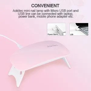Aokitec Mini UV LED Nail Lamp, Portable Gel Light Mouse Shape Pocket Size Nail Dryer with USB Cable for All Gel Polish(Pink) - product information 6