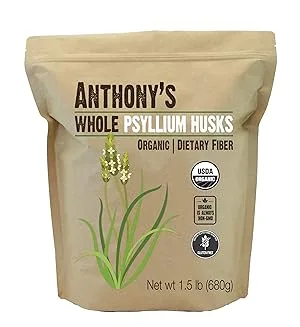 Anthony's Organic Whole Psyllium Husks, 1.5 lb, Dietary Fiber, Gluten Free, Non GMO, Keto Friendly - product information 2