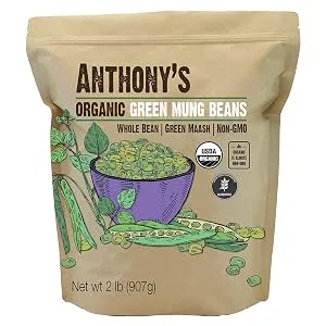 Anthony's Organic Whole Green Mung Bean, 2 lb, Green Maash, Gluten Free, Non GMO, Vegan - product information 2