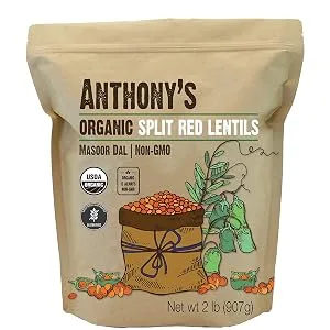 Anthony's Organic Split Red Lentils, 2 lb, Masoor Dal, Gluten Free, Non GMO, Vegan 2 Pound (Pack of 1) - product information 2
