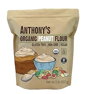 Anthony's Organic Peanut Flour, Defatted, 2 lb, Light Roast 12% Fat, Verified Gluten Free 2 Pound (Pack of 1) - product information 2