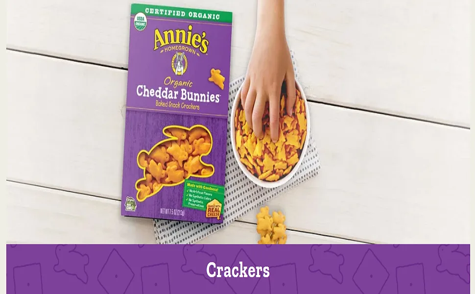 Annie's Organic White Cheddar Squares Baked Snack Crackers, 7.5 oz - product information 3