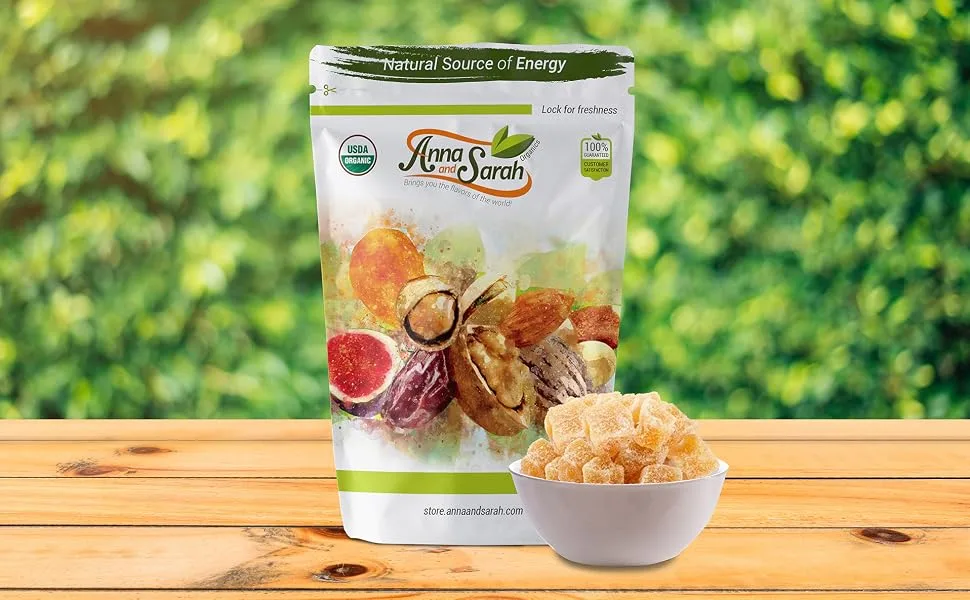 Anna and Sarah Organic Dried Crystallized Ginger 1 Lb in Resealable Bag 1 Pound (Pack of 1) - ginger dried organic crystallized