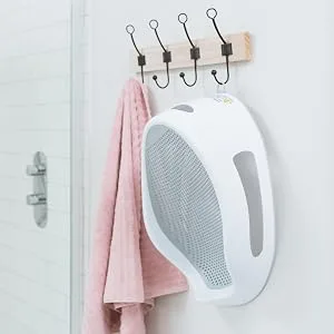 Angelcare Baby Bath Support (Grey) | Ideal for Babies Less than 6 Months Old - built-in hook