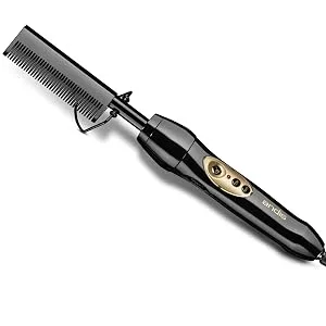 Andis 38330 Professional Heat Ceramic Press Comb for Hair, Straightener - Dual Voltage - 20 Adjustable Heat-Settings, 30 Min Auto Shut-off, Black - Heat Comb