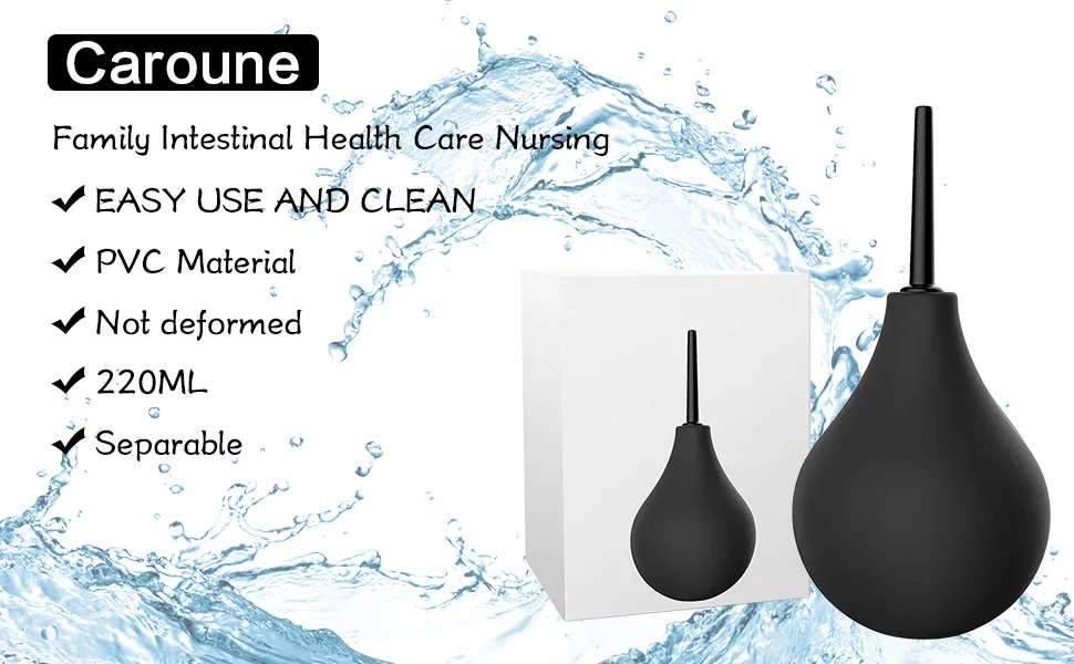 Anal Douche Enema Bulb kit Clean Comfortable for Womens or Mens Health (Black) - enema