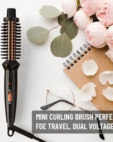 AmoVee Mini Flat Iron Smart Ceramic Tourmaline Hair Straightener Negative Ionic Technology for Travel, Black - mini curling iron