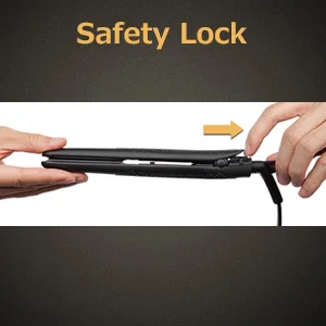 AmoVee Mini Flat Iron Smart Ceramic Tourmaline Hair Straightener Negative Ionic Technology for Travel, Black - safety lock