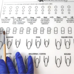 Americanails Acrylic Nail Training Mat - Silicone Trainer Sheet for Application Practice, Flexible Roll Up Pad Template for Acrylic Fingernails, Learn How to Apply Acrylic Nails - nail acrylic nails practice for hand kit supplies para uñas finger trainer mat acrilicas training de
