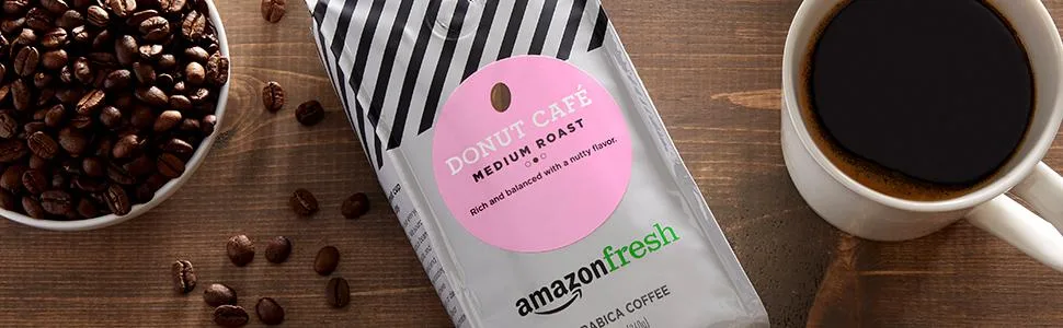 AmazonFresh Donut Cafe Ground Coffee, Medium Roast, 12 Ounce - product information 1