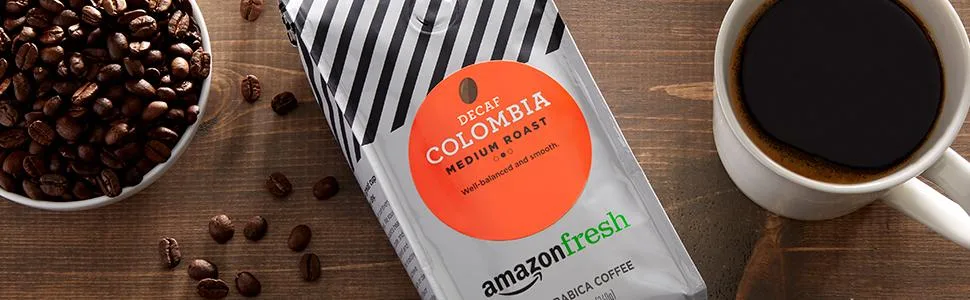 AmazonFresh Decaf Colombia Whole Bean Coffee, Medium Roast, 12 Ounce - product information 1