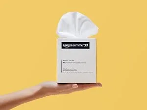AmazonCommercial 2-Ply White Cube Box Facial Tissue|Bulk for Business|FSC Certified|95 Sheets per Roll (36 Boxes)(8" x 8" Sheet) - Facial Tissue