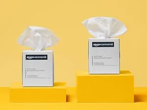 AmazonCommercial 2-Ply White Cube Box Facial Tissue|Bulk for Business|FSC Certified|95 Sheets per Roll (36 Boxes)(8" x 8" Sheet) - Facial Tissue