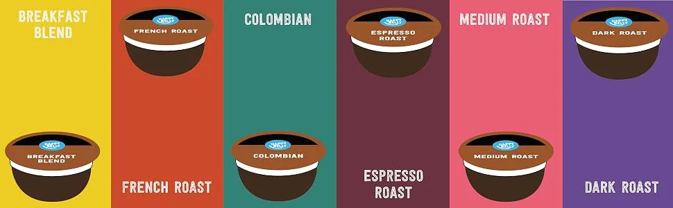 Amazon Brand - 96 Ct. Happy Belly Dark Roast Coffee Pods, Compatible with K-Cup Brewer - blend varieties
